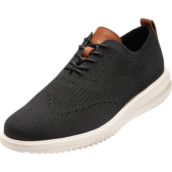 COLE HAAN Men's Grand+ Stitchlite Wing Tip Knit Flexible Oxford black/ivory 13M - Picture 1 of 8